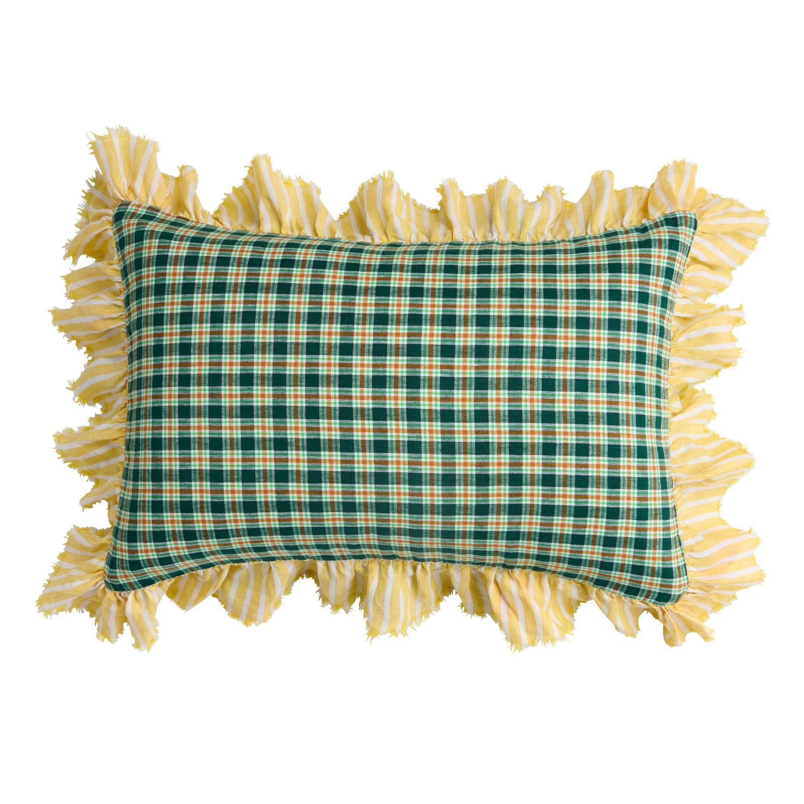 NEW - Banksia Check Full Ruffle Pillowcase Set