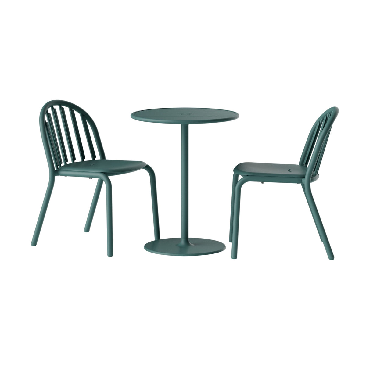 Fred&#39;s Bistro Set by Fatboy in dark sage offering a modern and stylish look with a robust table and chairs, perfect for refined outdoor dining.