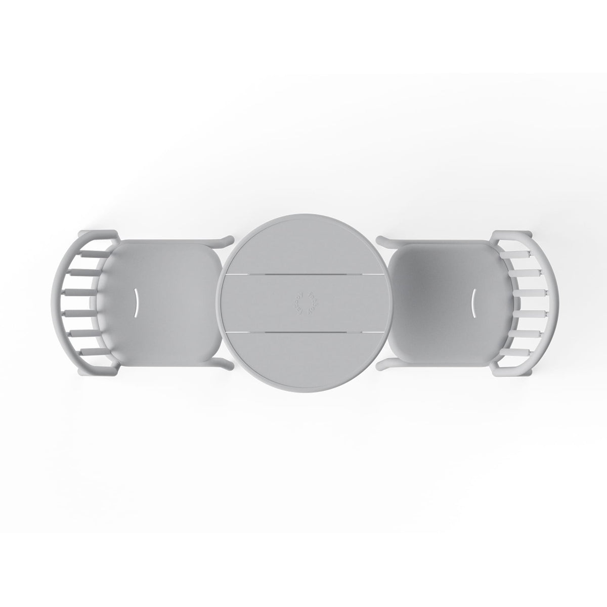 Fatboy Fred&#39;s Bistro Set in light grey showcasing a contemporary design with a sturdy table and chairs, ideal for sophisticated outdoor dining.