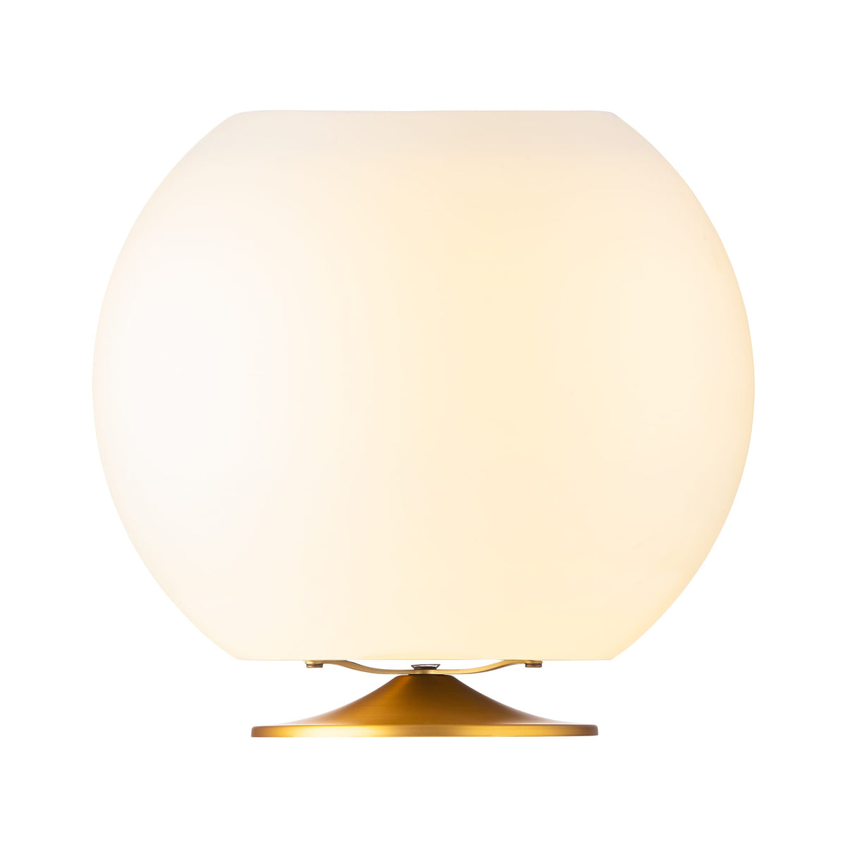 Kooduu Sphere Brass: Bluetooth 5.0 speaker lamp with warm LED light, brass stand, and dual wine bottle cooler for Canadian homes.