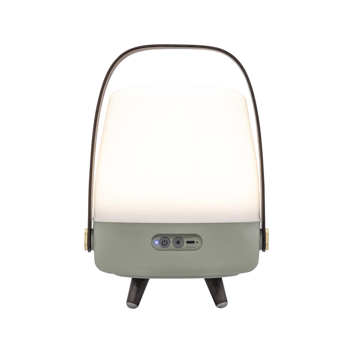 Kooduu Lite-up Play Mini in Petoleum: compact Bluetooth speaker lamp with JBL sound, warm LED light, and elegant wooden handle.