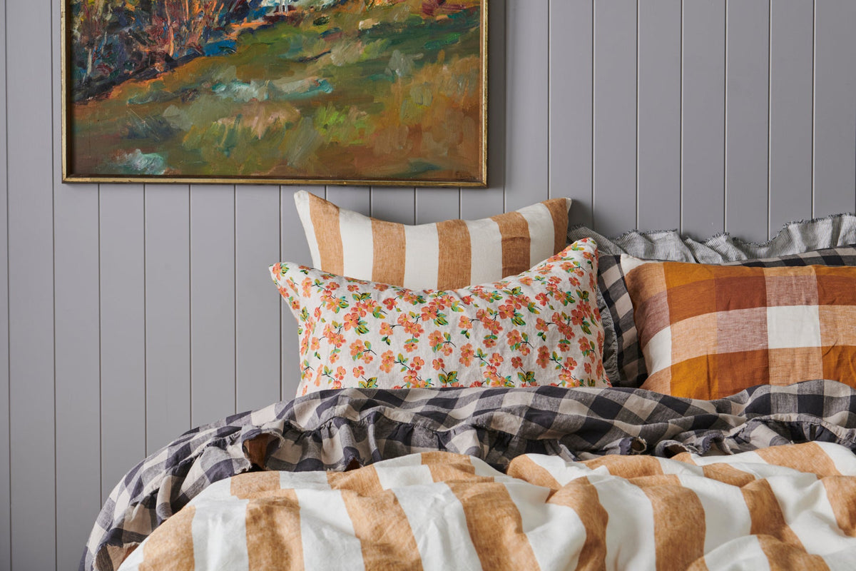 Licorice Gingham Ruffle Flat Sheet