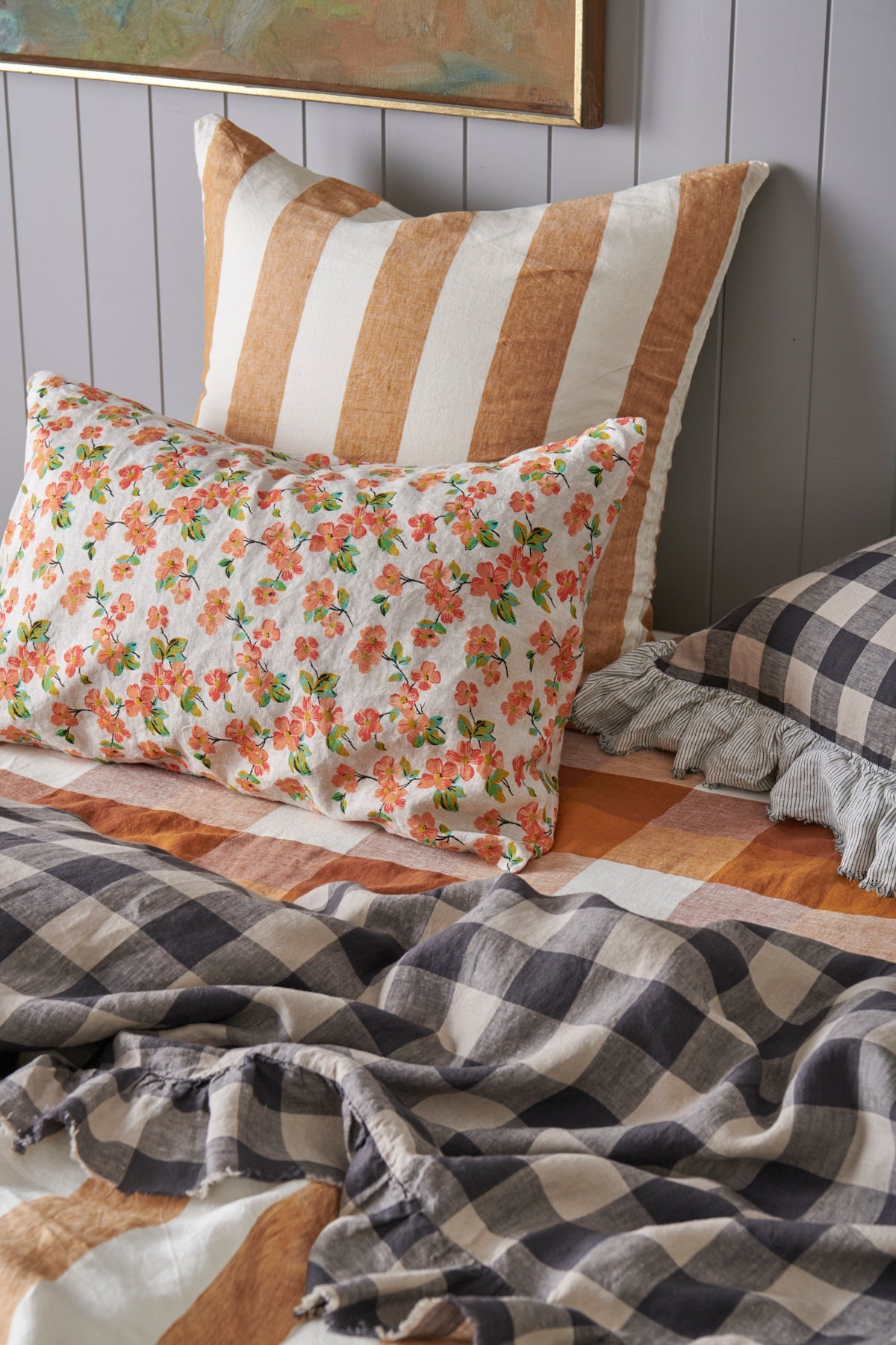 Licorice Gingham Ruffle Flat Sheet
