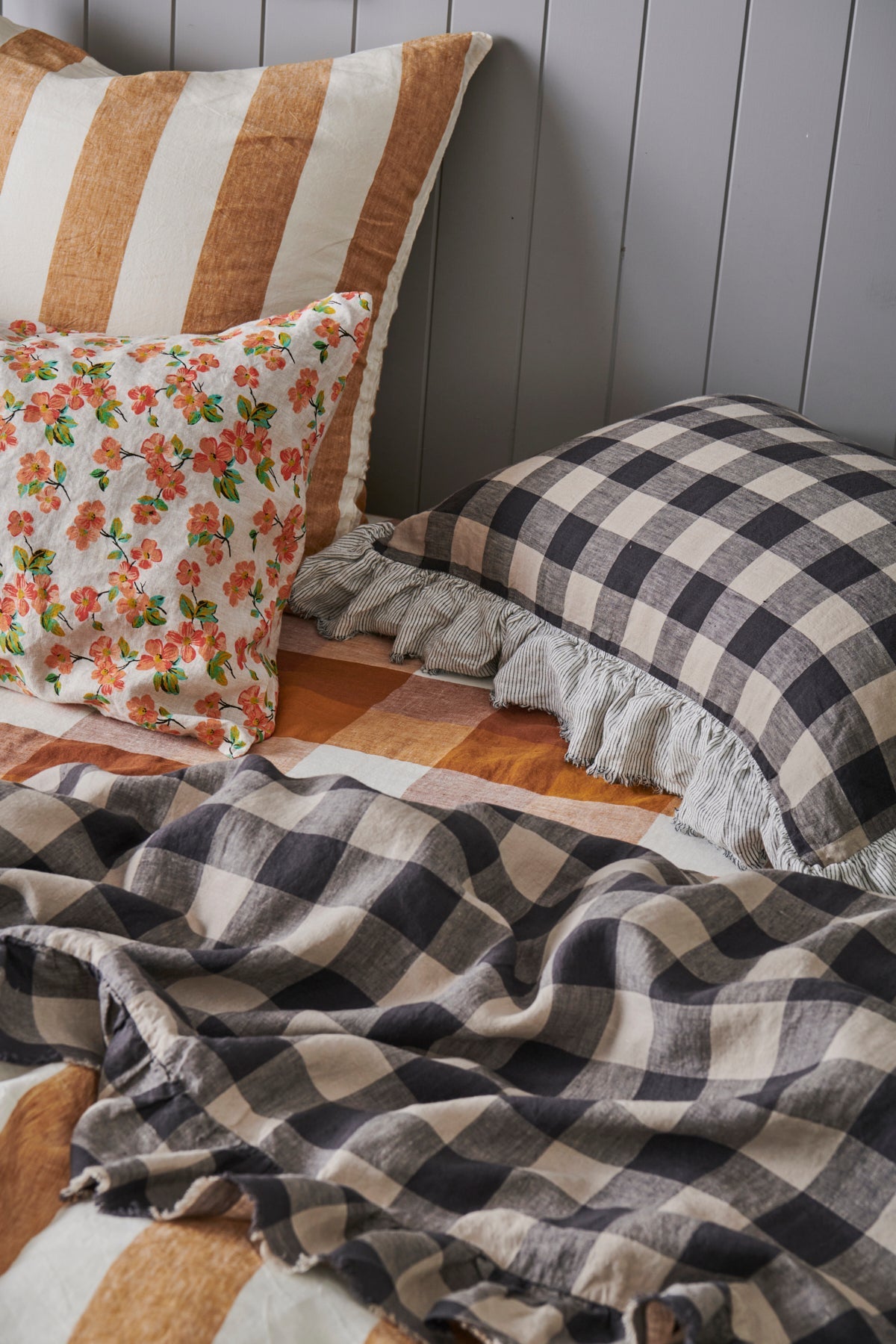 Licorice Gingham Ruffle Flat Sheet