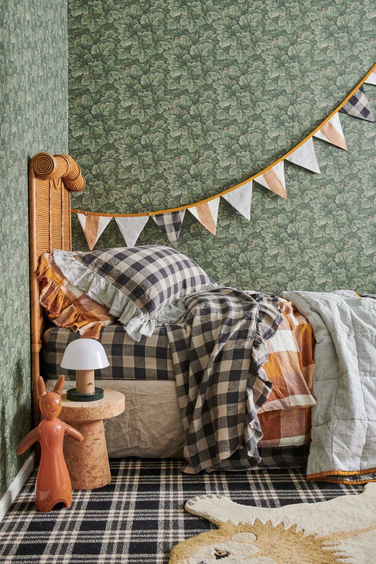 Licorice Gingham Ruffle Flat Sheet