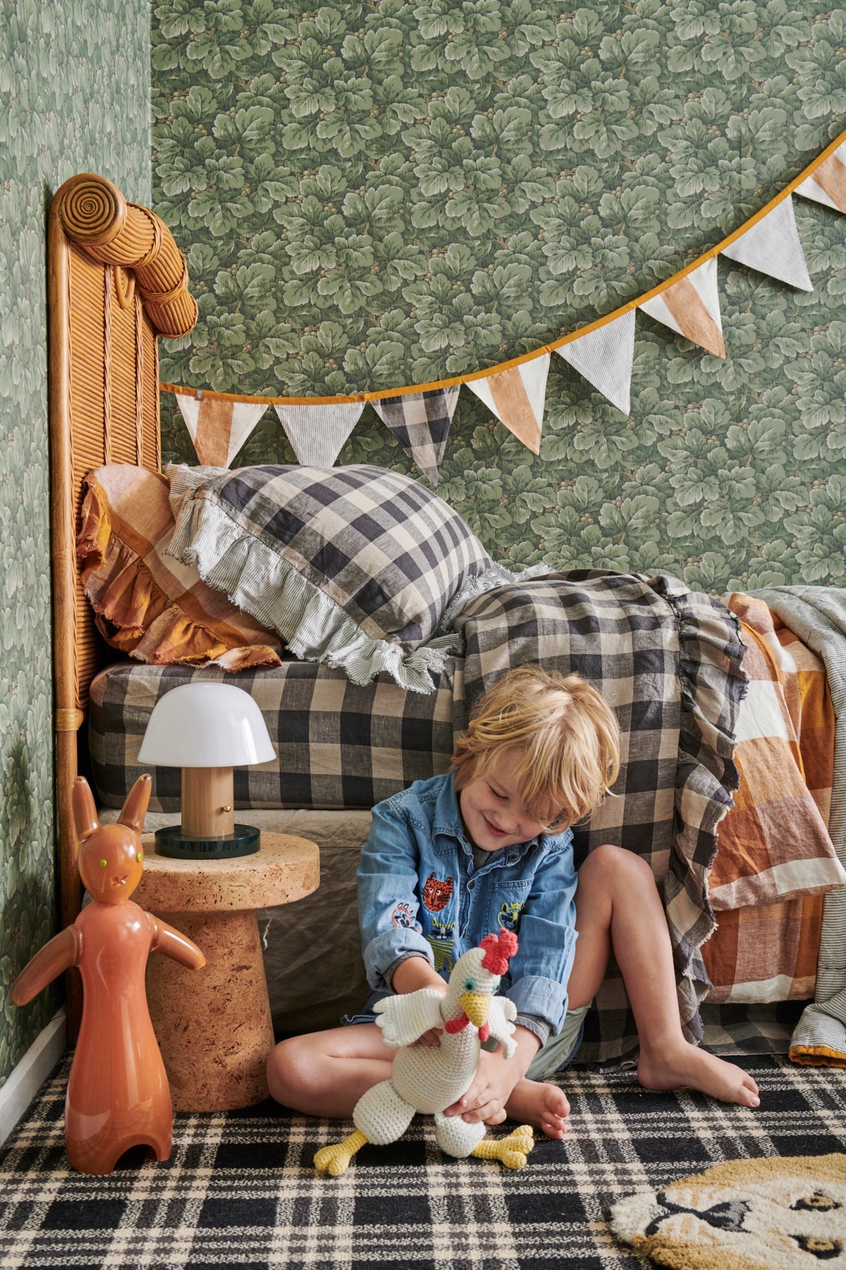 Licorice Gingham Ruffle Flat Sheet