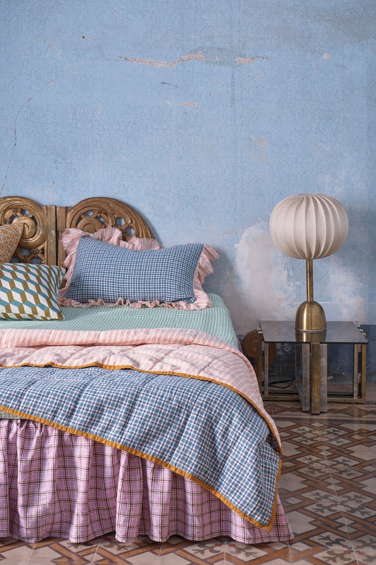 Cefalù Check Full Ruffle Pillowcase Set