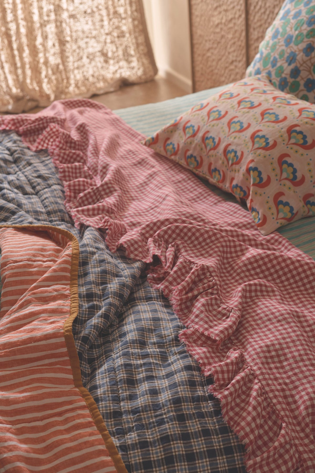 NEW - Johanna Gingham Flat Sheet