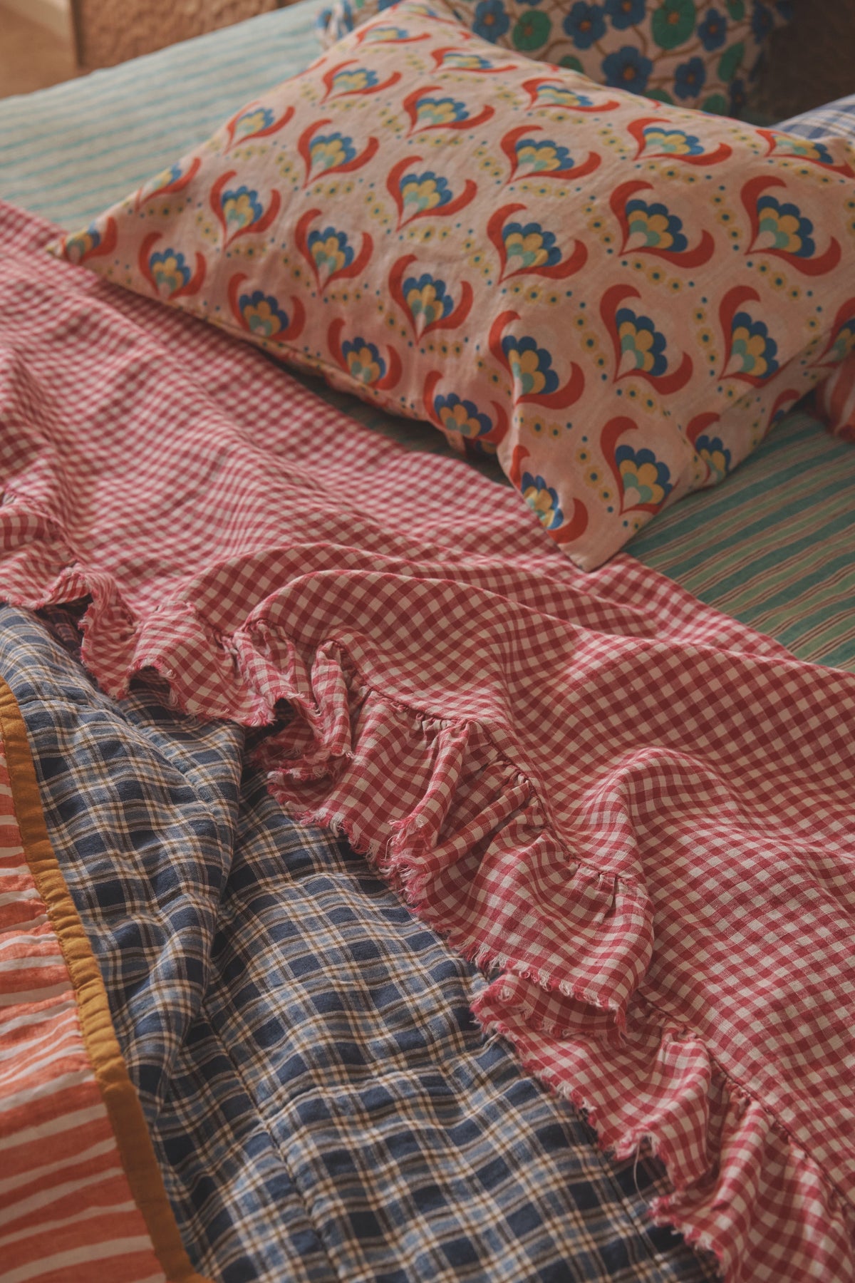 NEW - Johanna Gingham Flat Sheet