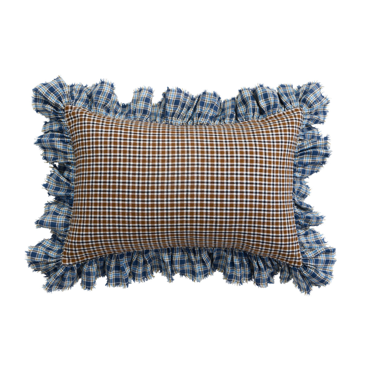 NEW - Sparrows Check Full Ruffle Pillowcase Set