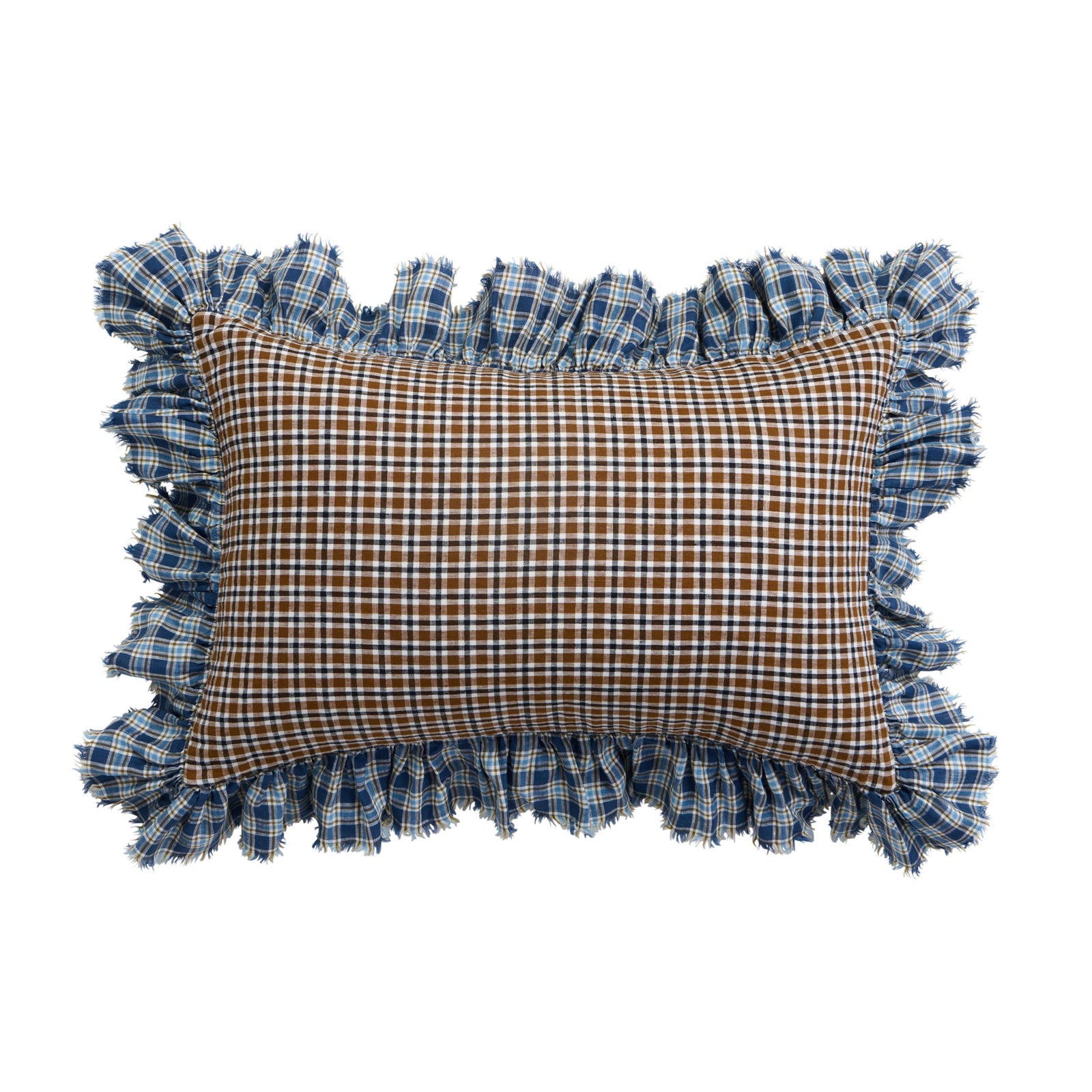 NEW - Sparrows Check Full Ruffle Pillowcase Set