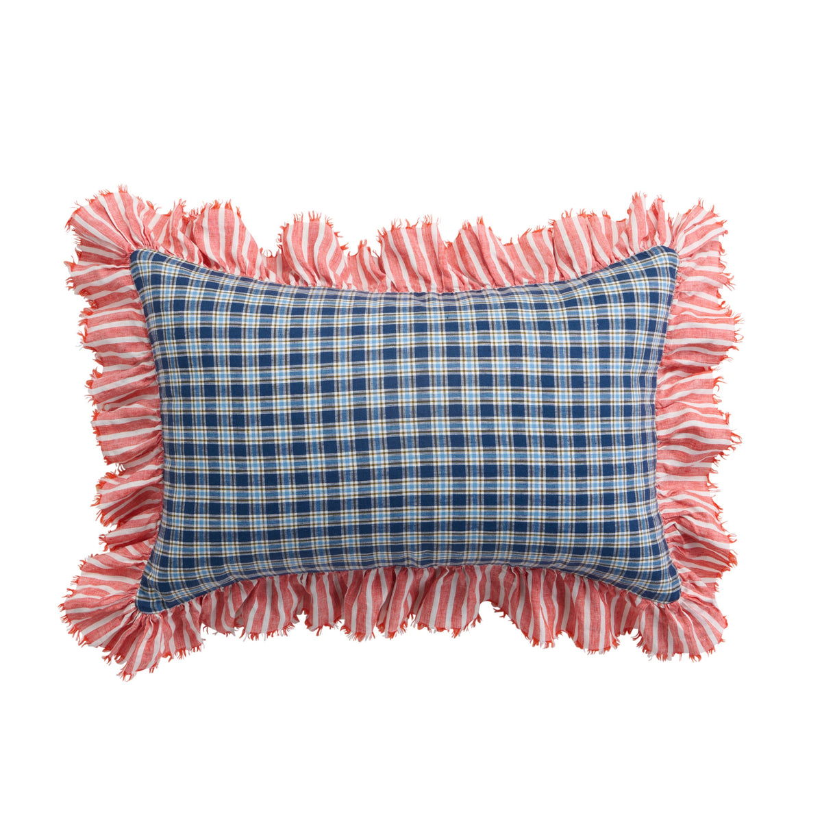 NEW - Addis Check Full Ruffle Pillowcase Set