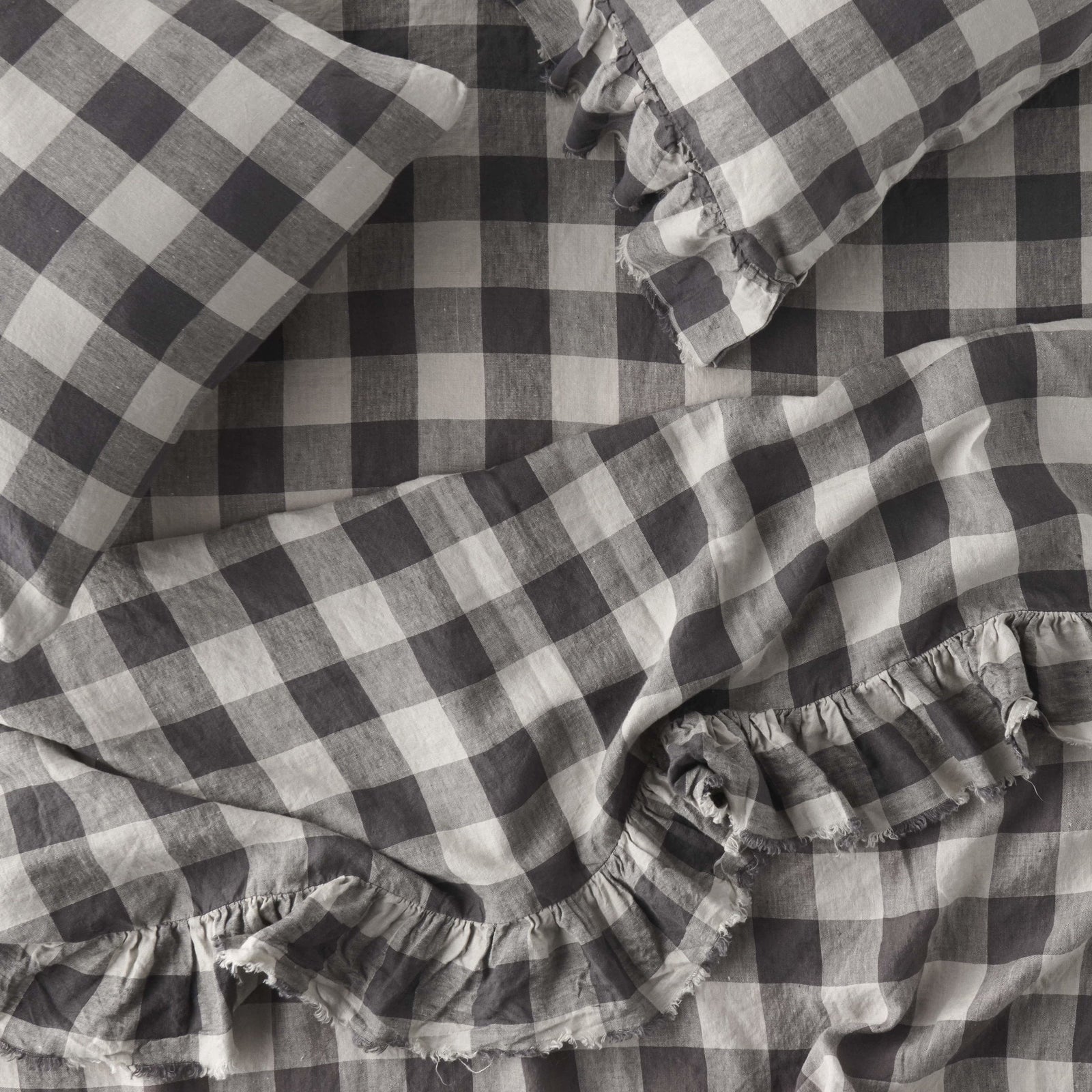 Licorice Gingham Ruffle Flat Sheet